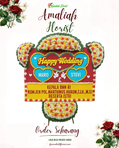 Karangan Papan Bunga Pernikahan di Sukajembar